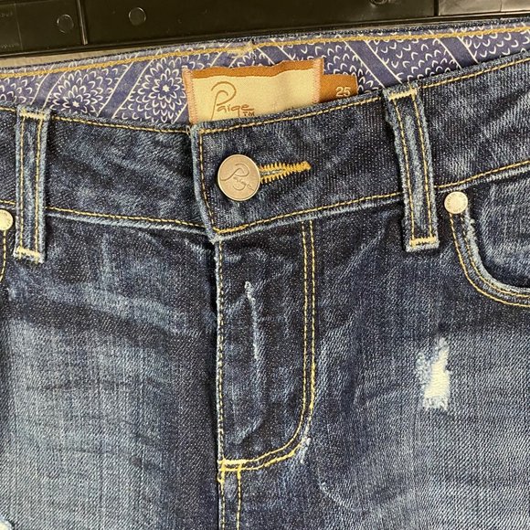 Paige Premium Denim Women’s Jimmy Jimmy Jeans‎ Size 25 Distressed Pants Blue - Picture 3 of 16